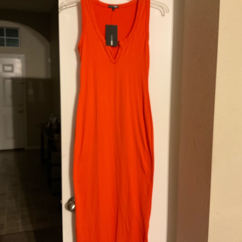 Fashion Nova split neck Midi dress